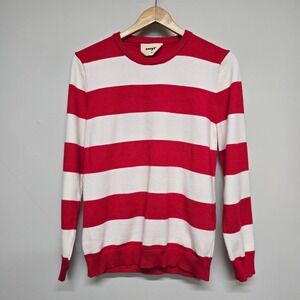 Smyth Striped Sweater Womens Medium Red White‎ Crewneck Nautical Preppy Parisian